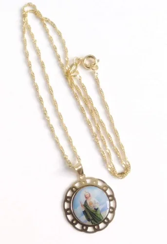 Miniatura 4 de SIFRIMANIA Medalla Religiosa Católica Chapada en Oro con Cadena Espiral para Niños y Mujeres