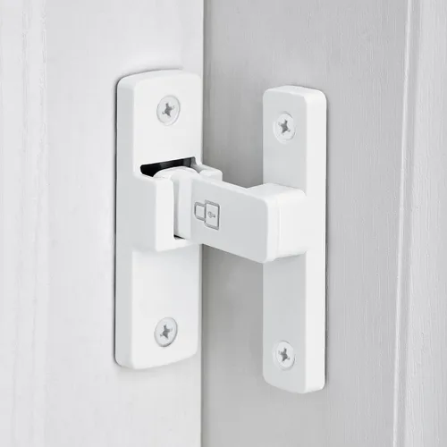 INIRET 4 Paquetes Cerradura Blanca de Puerta de Granero de 90 Grados, Pestillo de Aleación de Zinc Premium - Pestillos de Compuerta Abatible, para