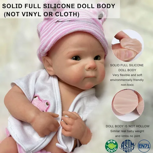 Miniatura 3 de Gileutay Muñeca de Bebé de Silicona Realista de 12 Pulgadas de Cuerpo Completo para Niña, Muñeca de Recién Nacido Realista de Silicona de la Vida