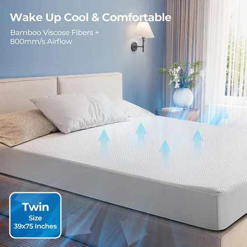 Miniatura 3 de TASTELIFE Protector de Cama Gemela Impermeable, Funda de Colchón Ultra Suave y Transpirable con Bolsillo Profundo Ajustable de hasta 8"-21