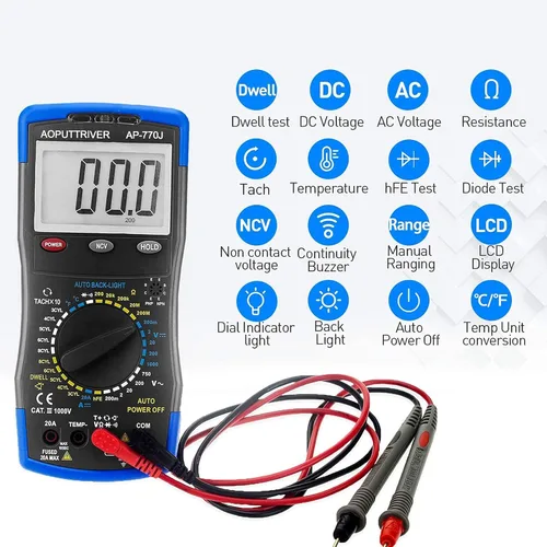 Miniatura 3 de Multímetro digital AP-770J Multímetro automotriz Analizador de motor Manual de rango NCV Multi Tester Medida