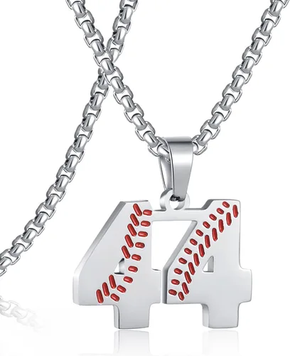 Miniatura 47 de SKQIR Colgante de número de jersey de béisbol para hombres y niños - Cadena de acero inoxidable para atletas - Negro