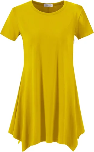 Topdress - Camiseta tipo túnica de manga corta para mujer, holgada. Prenda para leggings.