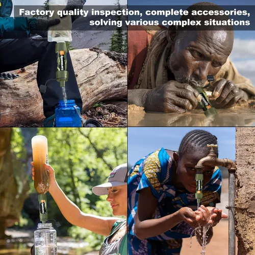 Miniatura 6 de Filtro de agua con pajita, purificador de agua portátil, sistema de filtración de agua, purificación de paja de agua reutilizable, equipo de Verde
