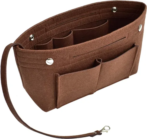VANCORE Organizador de fieltro para bolso, organizador de bolso estrecho, bolsa de viaje para cosméticos, para mujeres, café, grande