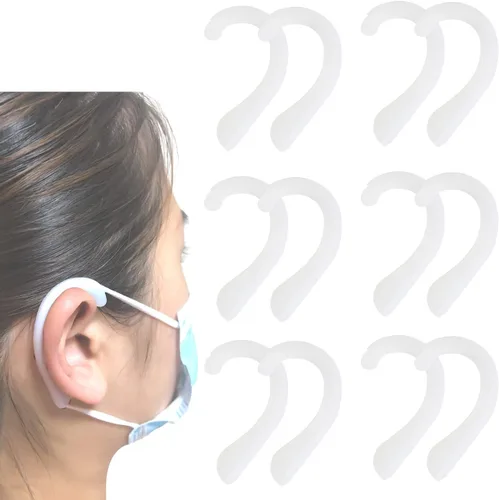 Protectores de oreja antideslizantes de silicona suave para aliviar las molestias de oído (transparente, 6 pares)