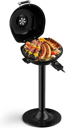 Giantex Parrilla eléctrica para interiores y exteriores, parrilla portátil de 1600 W con rejilla antiadherente extraíble, temperatura ajustable,