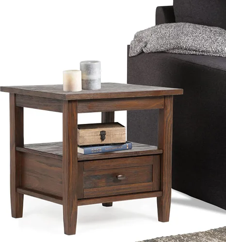 Miniatura 10 de SIMPLIHOME Warm Shaker - Mesa auxiliar de madera maciza de 20 pulgadas de ancho x 20 pulgadas de alto, color marrón carbón envejecido, mesa