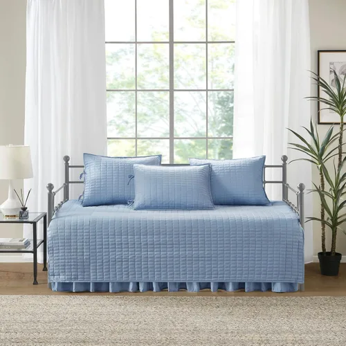 Miniatura 3 de Comfort Spaces Funda para sofá cama de lujo de doble cara - Acolchado, ropa de cama acogedora para todas las estaciones con falda de cama, fundas a