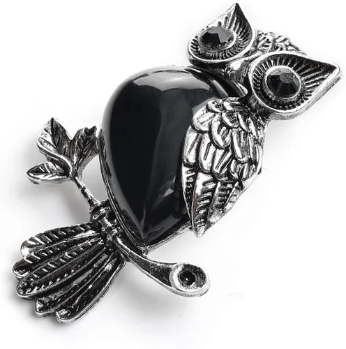 Miniatura 2 de Jovivi Regalos de búho, collar con dije de piedras de cristal curativo para mujeres y hombres, amatista natural, cuarzo rosa, joyería para reiki