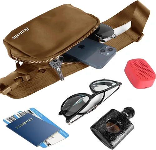 Miniatura 62 de Cangurera cruzada para mujer, mini bolsa para cinturón de 1 litro con correa ajustable de 32 a 51 pulgadas, bolsa de cintura pequeña para viajes