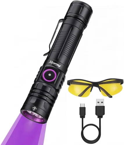 ALONEFIRE SV143 - Linterna UV de 395 nm, 10 W, tipo C, recargable por USB, detector de dinero, luz negra, para curado de resina, detección de orina
