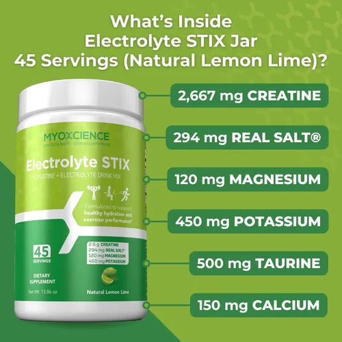 Miniatura 4 de MYOXCIENCE Electrolyte STIX Polvo de electrolito de creatina Recuperación del ejercicio y el desarrollo muscular con sal real