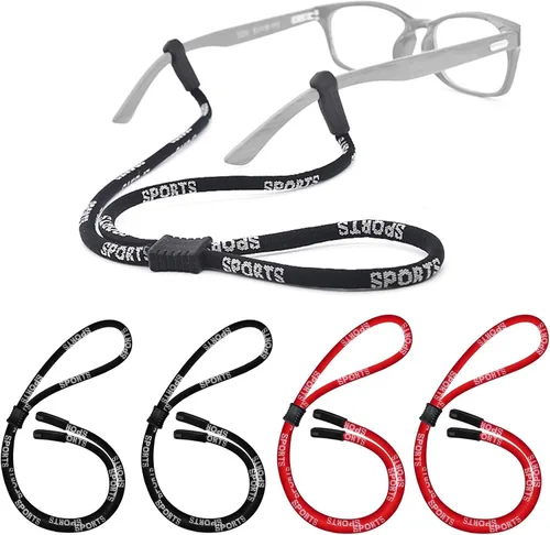 Miniatura 12 de Paquete de 4 correas ajustables para gafas, cordón deportivo antideslizante para el cuello, cuerda de nailon suave para lentes anchos de patillas