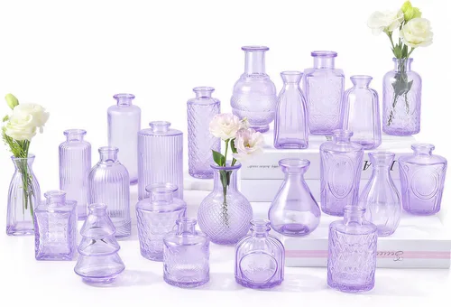 Miniatura 11 de RUCKAE Jarrones pequeños transparentes a granel, paquete de 22 mini jarrones de cristal para centro de mesa, decoración de boda, decoración