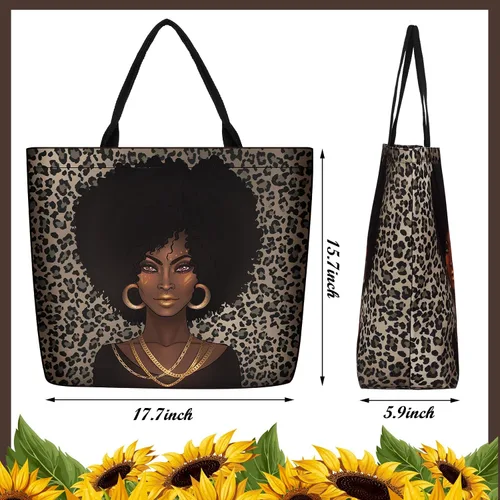 Miniatura 2 de Silkfly Paquete de 4 bolsas de mano afroamericanas para mujer, bolso de hombro grande, bolso de mano negro para niña, bolso de mano de trabajo