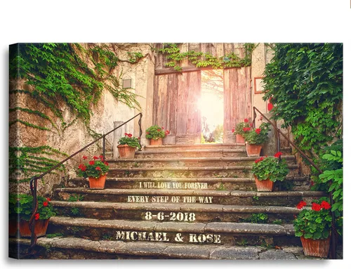 Miniatura 23 de Arte enmarcado de vacaciones con nombres de pareja en sillas de cubierta, regalo de amor perfecto para aniversario, boda. Con diferentes estilos