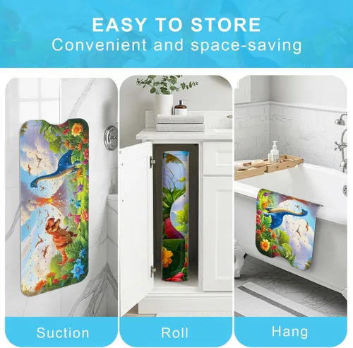 Miniatura 5 de Tapete de Baño para Bebé Mejorado con Dibujos Animados Antideslizante - 40"x16" Extra Largo Tapete de Bañera para Bebé Ecológico Duradero Tapete