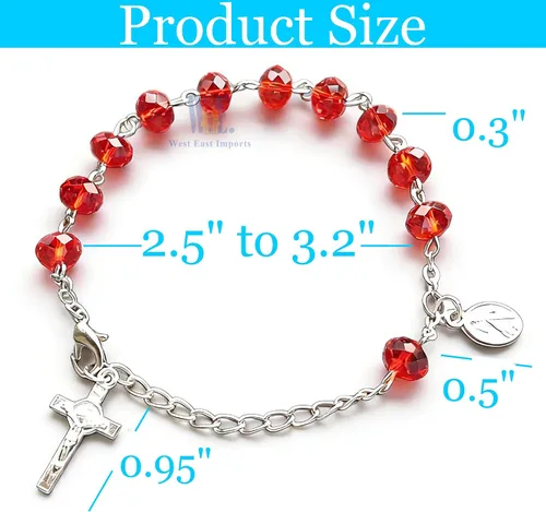 Miniatura 5 de WE Confirmación Rosario Pulsera Favor (12PCS) Recuerdos de confirmacion brasalete Pulsera roja para invitados, Acrílico, No es una piedra preciosa