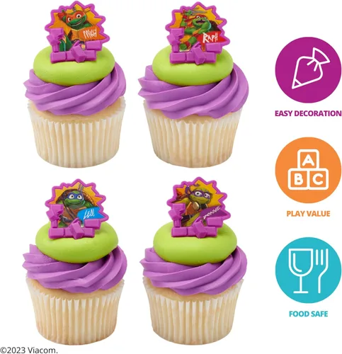 Miniatura 3 de DecoPac Anillos de poder de tortugas ninja mutantes adolescentes, decoraciones de cupcakes para fiestas de cumpleaños, pasteles y celebraciones