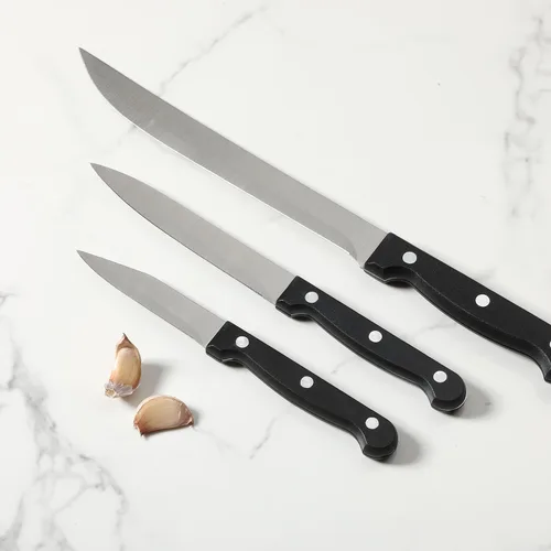 Miniatura 8 de Juego de cuchillos de cocina, 9 piezas, juego de cuchillos de acero inoxidable con bloque y afilador, cuchillos de cocina con bloque de madera