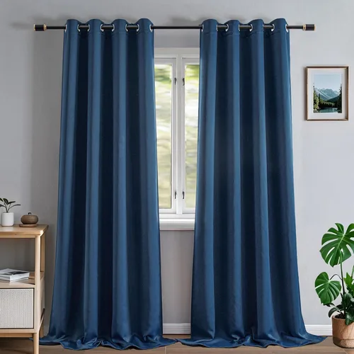 Miniatura 51 de Cortinas opacas para sala de estar, cortinas 100% opacas de 90 pulgadas de largo, juego de 2 paneles de 2 paneles, con aislamiento térmico, pestaña