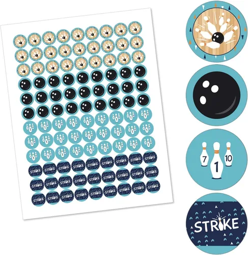 Miniatura 2 de Big Dot of Happiness Strike Up the Fun - Bolos - Fiesta de cumpleaños o baby shower - Etiquetas para dulces de chocolate (1 hoja de 108)