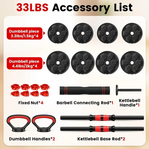 Miniatura 3 de Adjustable Dumbbell Set, 20/33/45/70/90lbs Free Weight Set with Connector, 4 in1 Dumbbells Set Used as Barbell, Kettlebells, Push up Stand
