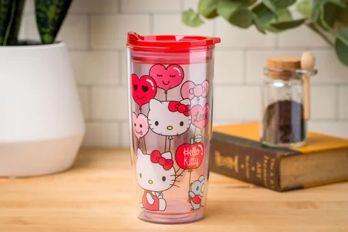 Miniatura 7 de Silver Buffalo Sanrio Hello Kitty - Vaso de viaje de doble pared con diseño de corazón para el día de San Valentín, con tapa de cierre deslizante