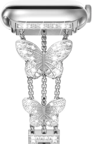 Miniatura 13 de NewWays for Apple Watch Band Series 11 10 46mm 42mm Series 9/8/7 41mm 45mm Series 6/5/4 40mm 44mm Series 3 42mm 38mm Women, Sparkling Bling Diamonds