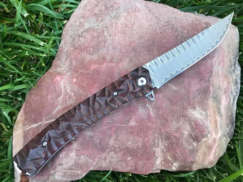 Miniatura 2 de TACTICAL GEARZ Cuchillo de bolsillo de Damasco - Cuchillo plegable EDC con mango de palisandro - Hoja VG10 de acero de Damasco de 67 capas