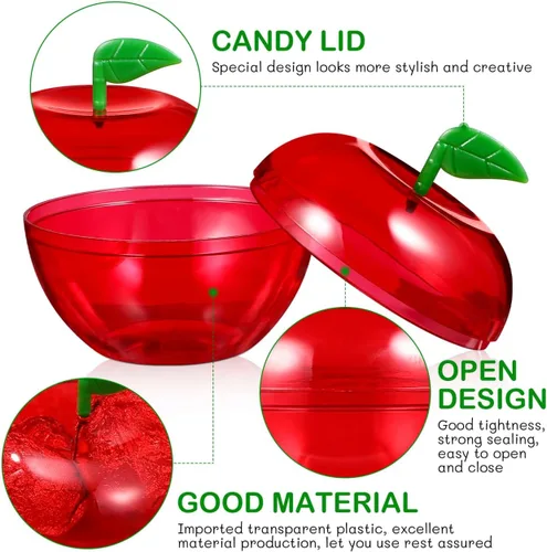 Miniatura 3 de FOMIYES Caja de dulces con forma de manzanas navideñas, 12 unidades, de plástico, con relleno de manzanas, recipientes decorativos para dulces
