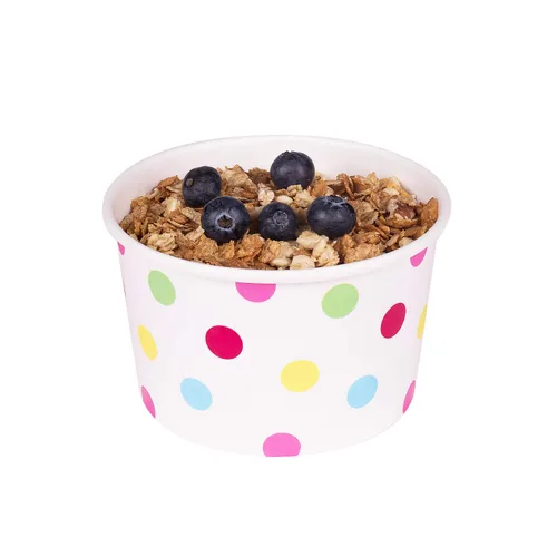 Miniatura 5 de Karat Copas de papel para helado y tazones de sopa para alimentos calientes y fríos, ideales para sopa, helado, gelato, yogur y aperitivos, lunares