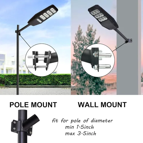 Miniatura 2 de Paquete de 2 Soportes de Montaje para Poste de Luz, Kit de Extensión de Soporte de Montaje para Poste Solar, Tubos de Metal Negro para Bandera