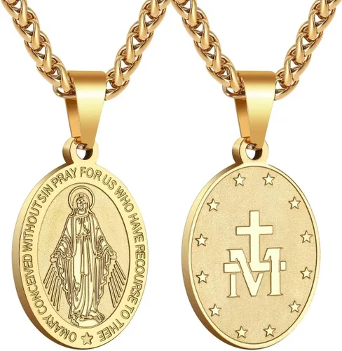 Miniatura 83 de P. BLAKE Collar ovalado de San Cristóbal, Miguel, José, Jude/Virgen María/José/Francisco/Patrick/Anthony/Benedict/Thomas para hombres y mujeres