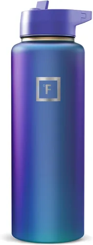 Miniatura 64 de IRON °FLASK Frasco de hidratación para acampar y senderismo con boquilla, botella de agua deportiva de acero inoxidable aislada de boca ancha, Aurora