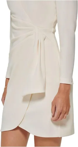 Miniatura 3 de DKNY Vestido fruncido lateral de manga larga con cuello en V para mujer