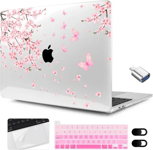 Miniatura 21 de MEEgoodo Funda para MacBook Pro de 13 pulgadas 2022 2021 2020 A2338 M2/M1 A2251 A2289 con Touch ID, fundas rígidas transparentes para laptop
