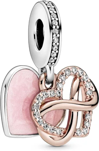 Miniatura 2 de PANDORA Jewelry - Dije colgante de corazón infinito brillante, collar o pulsera rosa para mujer, plata de ley y chapado en oro rosa de 14 quilates
