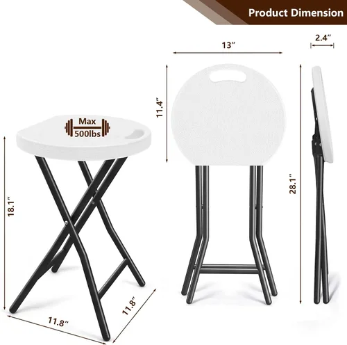 Miniatura 3 de TAVR Furniture Silla Plegable Portátil con Asa, Taburete Plegable Redondo de Servicio Pesado con Capacidad de 500 Libras para Adultos, Taburete