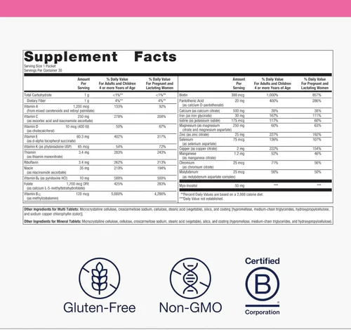 Miniatura 4 de Metagenics Fem Prenatal - Suplemento prenatal de vitaminas y minerales* - Prenatales para mujeres* - con vitamina C, yodo y biotina - Multivitaminas