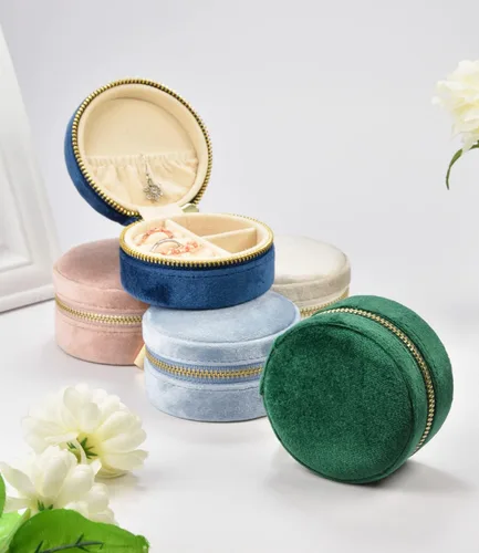 Miniatura 8 de TAIMY Estuche de viaje pequeño para joyería, mini joyero de viaje redondo para mujeres y niñas, mini cajas organizadoras de viaje para anillos