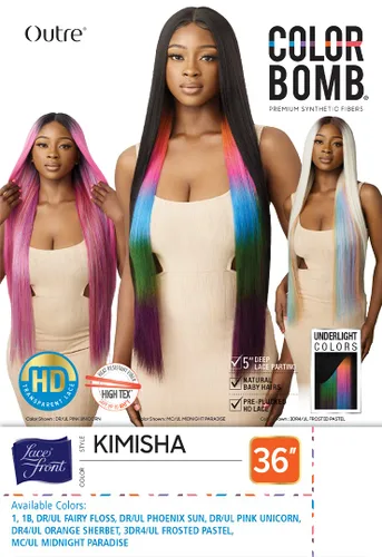 Miniatura 5 de Outre Peluca de encaje frontal - Colorbomb - KIMISHA (3DR4/UL FROSTED PASTEL)