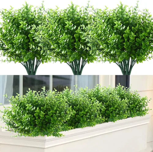 6 Ramos de flores artificiales GREENRAIN, flores artificiales de loto para exterior, para decoración, resistentes a los rayos UV, no decoloran,