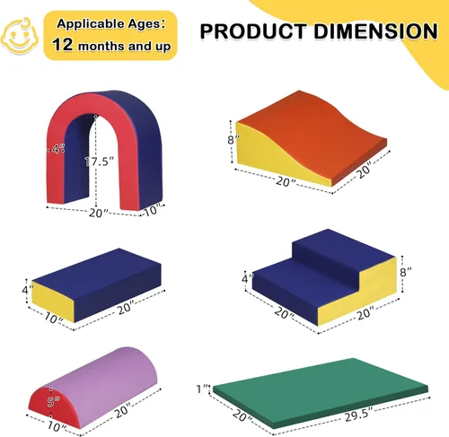 Miniatura 11 de TODEFULL Bloques de escalada de espuma de 10 piezas, juguetes de escalada suaves para niños pequeños, gimnasio ligero de escalada para bebés, juego