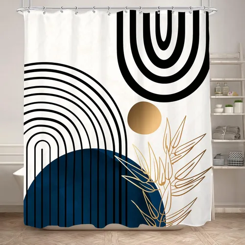 Miniatura 26 de KOMLLEX Cortina de ducha abstracta bohemia para decoración de baño, 60 pulgadas de ancho x 72 pulgadas de alto, cortina de ducha verde, hojas