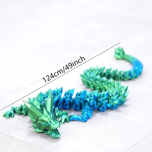 Miniatura 9 de Juguetes para ansiedad de dragón de cristal con estampado 3D súper grande de 48.82 pulgadas, figuras de animales extra largas y grandes, decoración