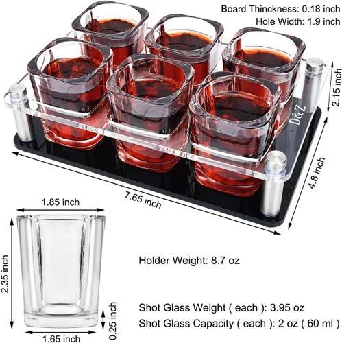 Miniatura 5 de D&Z Juego de vasos de chupito con bandeja de chupito, vasos de chupito de 2 onzas divertidos para whisky/vodka/cóctel, regalo de 21 cumpleaños