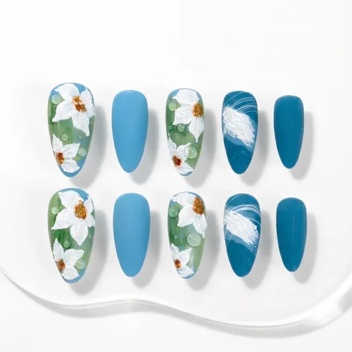 Miniatura 19 de Sun&Beam Nails Uñas a presión hechas a mano medianas con diseño de concha rosa metálica con acabado brillante, 10 piezas para uso diario y ocasiones