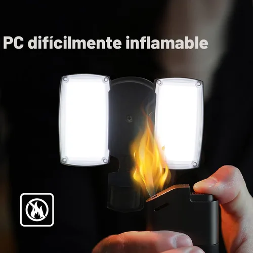 Miniatura 7 de UME - Luz LED de 19 W con sensor de movimiento para inundación al aire libre, 2 cabezales ajustables, 2000 lm, 5000 K, impermeable IP65, luz de Negro